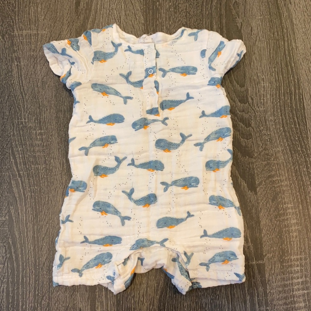 Angel Dear whale print romper 6-12 months
